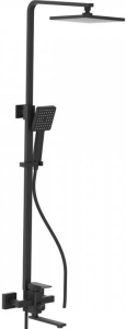 ДУШ СИСТЕМА  PОТАТО  P3506BL картридж D35, излив 20см, лейка 3 реж., шланг 150 см PVC, цвет черный, нерж. сталь
